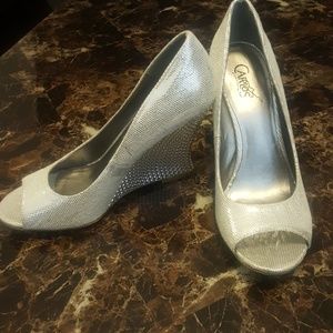 Dressy silver Wedge heels size 7